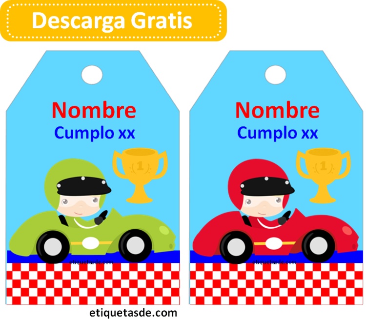 etiquetas de cumplaños de autos para imprimir