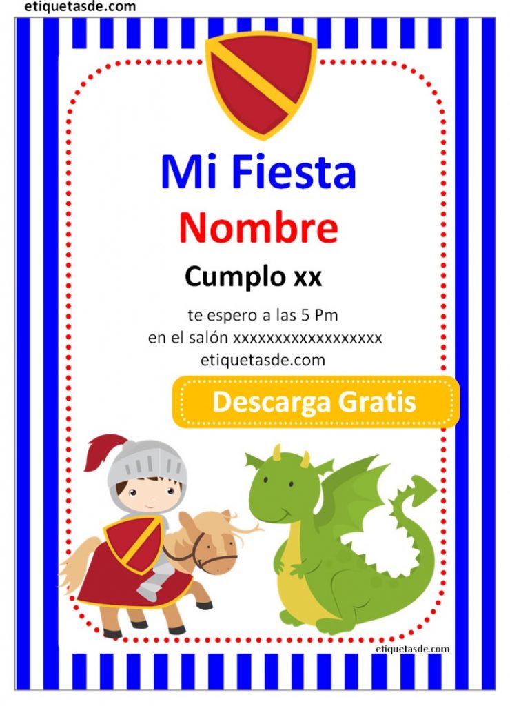 Etiquetas cumpleaños caballeros y dragones