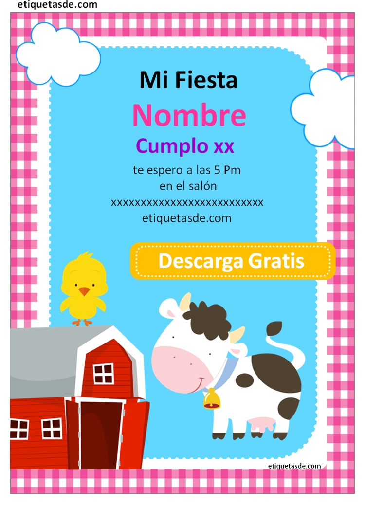 Etiquetas de cumpleaños animalitos de la granja