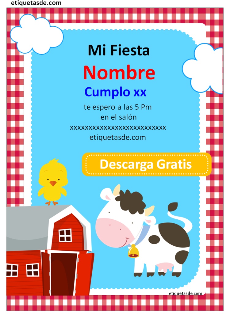 Etiquetas de cumpleaños animalitos de la granja