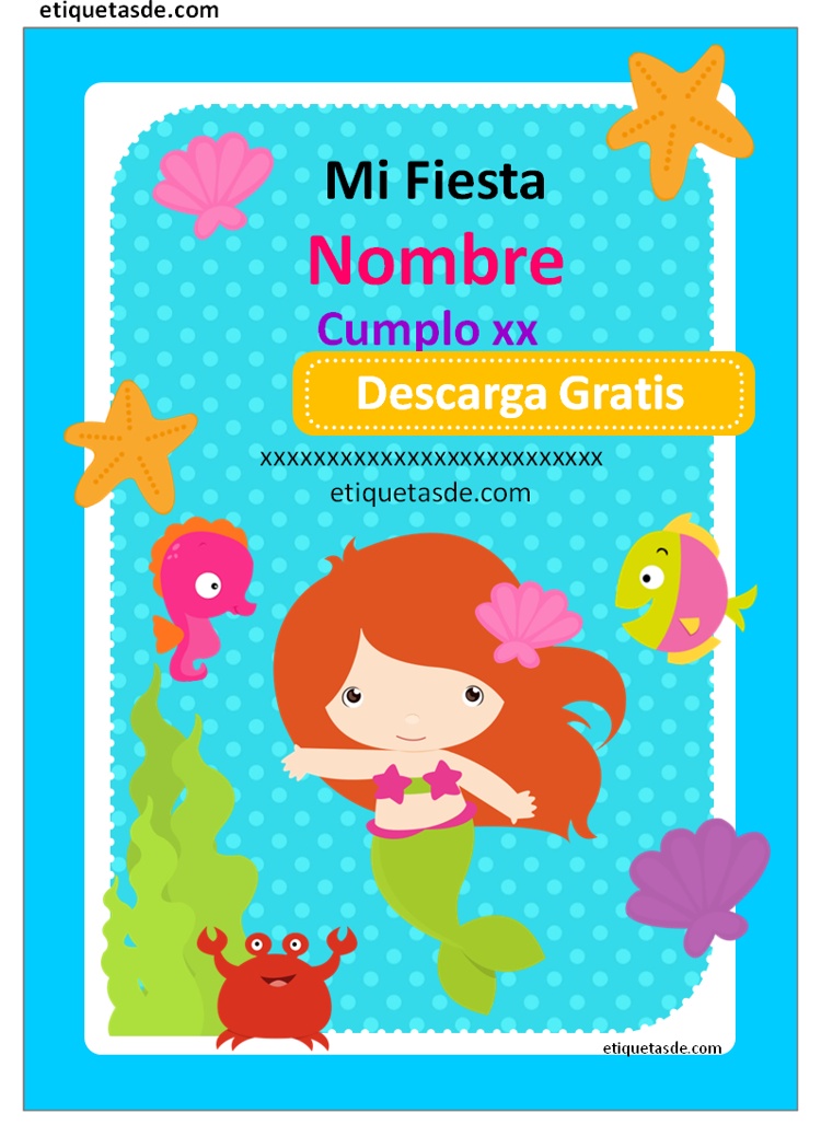 Etiquetas de cumpleaños sirenita