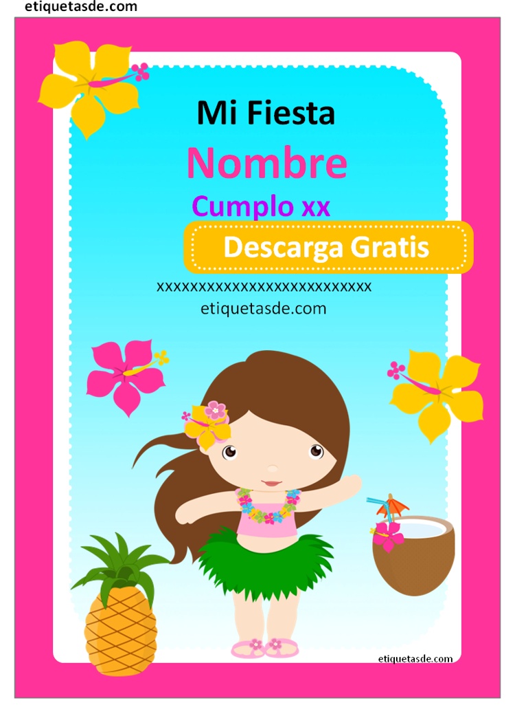 Plantillas de invitaciones Fiesta Hawaiana editables