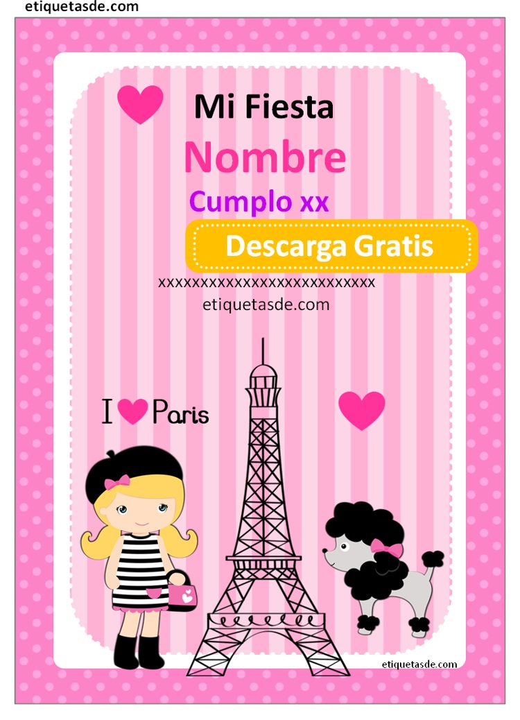 Etiquetas para cumpleaños de paris